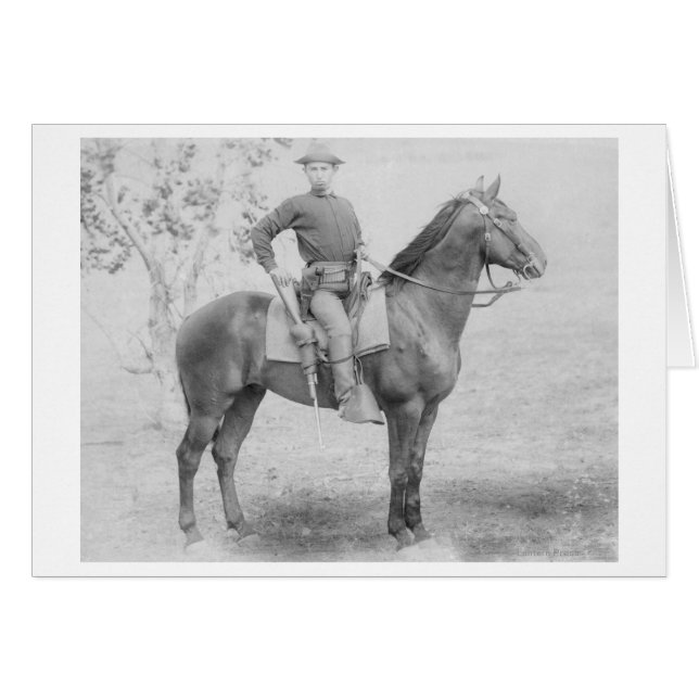Cartão Soldado em seu cavalo em fotografia de Dakota do S (Frente Horizontal)