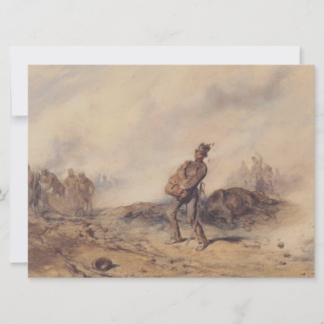 Cartão Soldado ferido após a batalha (cena de guerra) (Frente)