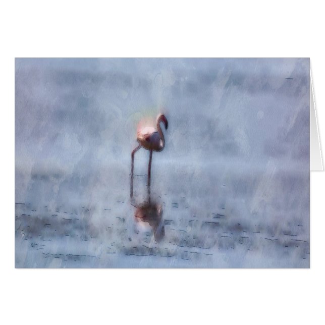 Cartão Solitário Flamingo Watercolor (Frente Horizontal)