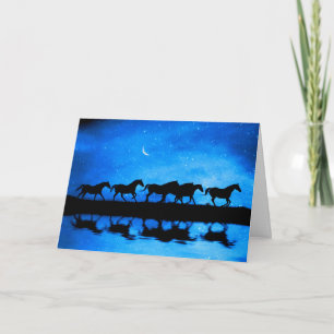 Cartão Solstício de inverno com Cavalos e Nightsky