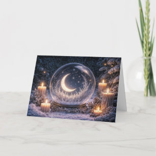 Cartão Solstício de Inverno Lua Crescente de Yule em um B