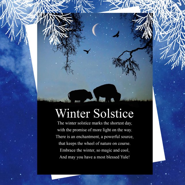 Cartão Solstício de Inverno Yule com Búfalo e Lua (Criador carregado)