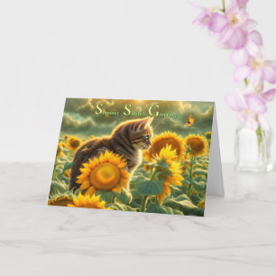Cartão Solstício de Verão Litha Véspera de Midsummer Gato