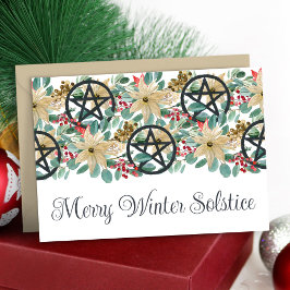 Cartão Solstício Inverno Poinsettia Pentáculos Festivo Yu
