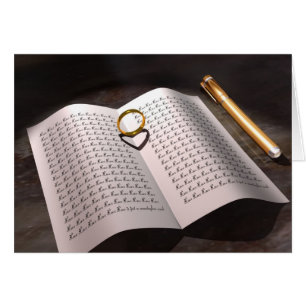 Cartão sombra do coração do anel