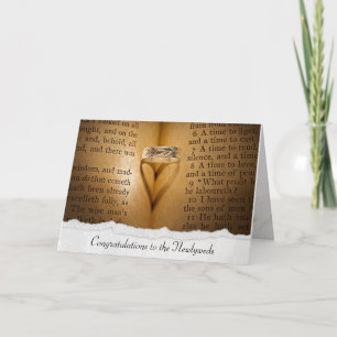 Cartão Sombra do Coração do Anel de Casamento com borda