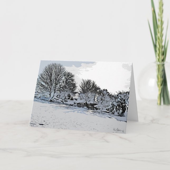 Cartão 'Sombras de inverno', Harthill com Woodall. (Frente)