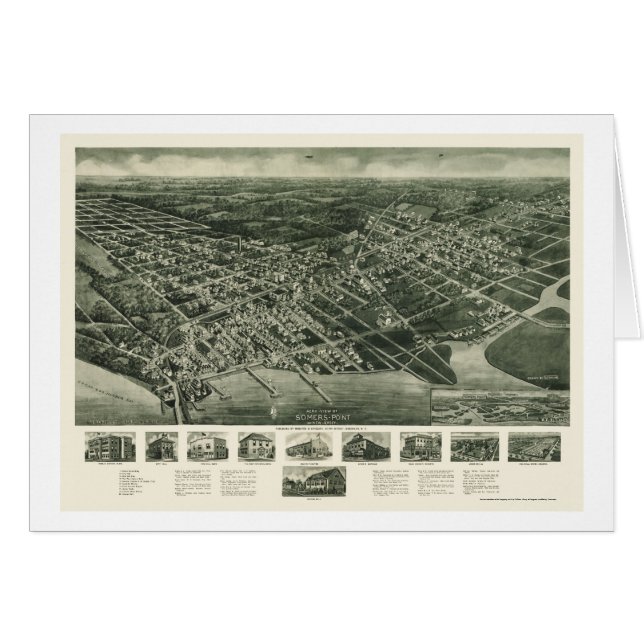 Cartão Somers-Ponto, mapa panorâmico de NJ - 1925 (Frente Horizontal)