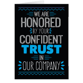 Cartão Somos honrados pela vossa confiança no nosso Compa