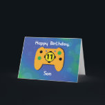 Cartão Son 11 Year Old Birthday Gamer Controller<br><div class="desc">It gives us great pleasure to present you with this cute and fun card to give and greet your son a happy 11th birthday. If he happens to be a gamer himself then this would be the perfect gift you can give him.</div>