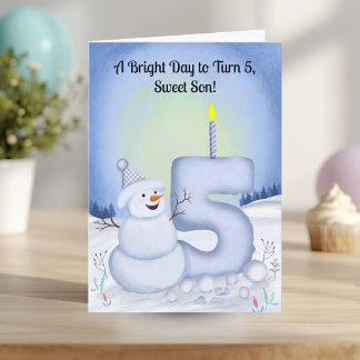 Cartão Son 5th Birthday Snowman Snowy