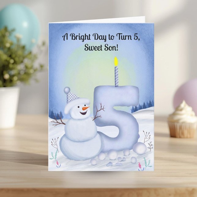 Cartão Son 5th Birthday Snowman Snowy  (Criador carregado)