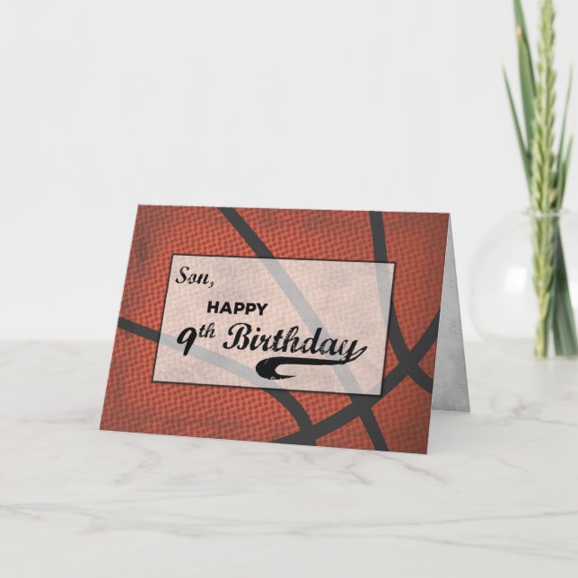 Cartão Son 9º Aniversário de Basquetebol Grande Esporte e (Frente)