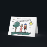 Cartão Son aniversário de 40 anos Humorous Stick Figures<br><div class="desc">Celebre uma aniversário de 40 anos com humor e um toque de sabedoria maternal! Esta carta engraçada e iluminada apresenta um atraente desenho de bastão de uma mãe com cabelos de cinza e óculos oferecendo conselhos de sábio para seu filho enquanto eles ficam do lado de fora sob o sol,...</div>