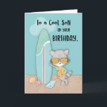 Cartão Son Birthday Beach Legal Raccoon em óculos de sol<br><div class="desc">Olha só aquele guaxinim legal cumprimentando seu filho legal no aniversário dele. Mas antes que este guaxinim vestir o guaxinim possa fazer isso você deveria primeiro receber uma cópia desse cartão para dar a seu filho a celebração do dia especial dele.</div>