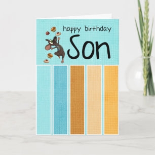 Cartão son birthday card with cake and mouse