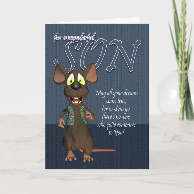 Cartão Son Birthday Card - With Funky Mouse (Frente)