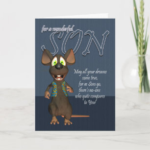 Cartão Son Birthday Card - With Funky Mouse