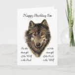 Cartão Son Birthday - citação de Wolf e Pack<br><div class="desc">Para a força do Lobo é o Pacote e a força do Pacote é a Cota Wolf and Pack - Coleção Animal</div>