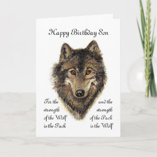 Cartão Son Birthday - citação de Wolf e Pack