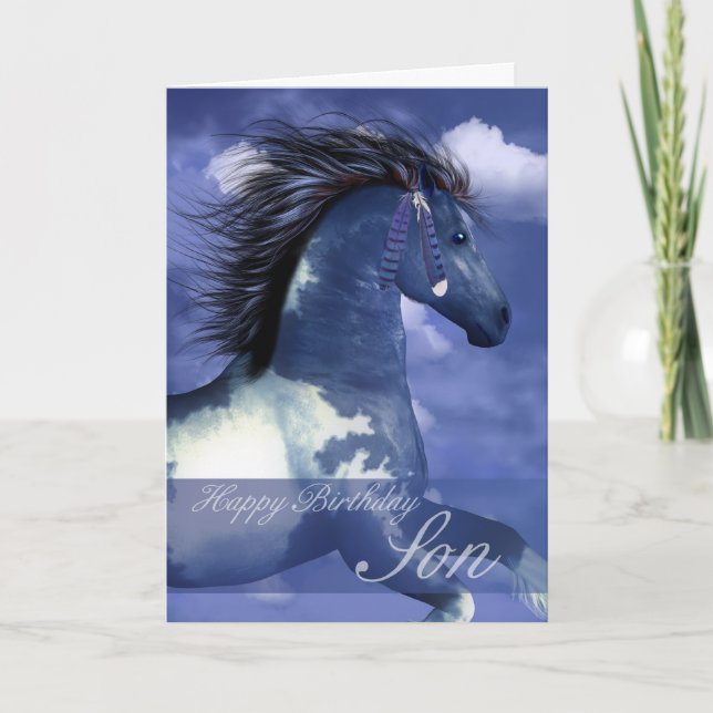 Cartão Son Equine Birthday Card North American Indian Sty (Frente)