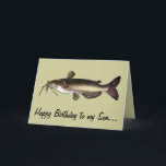 Cartão Son Happy Birthday: Peixe-Pássaro<br><div class="desc">Este cartão é para um filho que adora pescar. Para itens correspondentes, digite "pinguincornerstore catfish" no bar de pesquisa do Zazzle.</div>