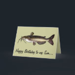 Cartão Son Happy Birthday: Peixe-Pássaro<br><div class="desc">Este cartão é para um filho que adora pescar. Para itens correspondentes,  digite "pinguincornerstore catfish" no bar de pesquisa do Zazzle.</div>