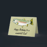 Cartão Son Happy Birthday: Truta Arco-Íris<br><div class="desc">Este cartão é para um filho que adora pescar. Para itens correspondentes, digite "trut penguincornerstore" no bar de pesquisa do Zazzle.</div>