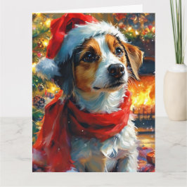 Cartão Sonhadora Aquarela de Natal da Beagle Puppy