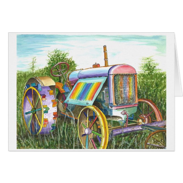 Cartão Sonhando o trator velho (Frente Horizontal)