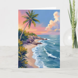 Cartão Sonho Acordado de Água Salgada Mar Costa Aquarel
