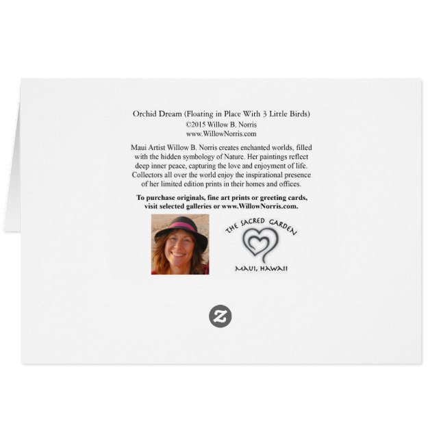 Cartão Sonho da orquídea que flutua no lugar com os 3 (Verso Horizontal)