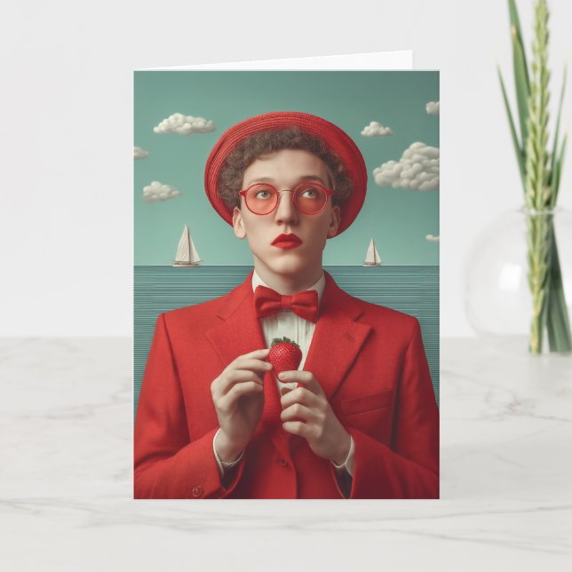 Cartão Sonho de Morango em Vermelho (Frente)