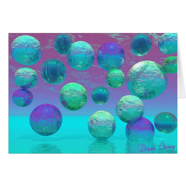 Cartão Sonhos do oceano - Aqua e fantasia violeta do (Frente Horizontal)