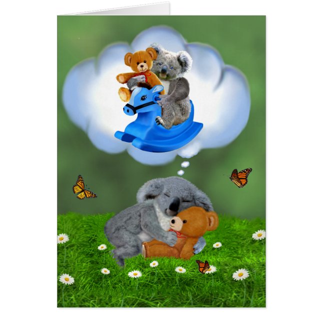 CARTÃO SONHOS DO URSO DE KOALA DO BEBÊ (Frente)