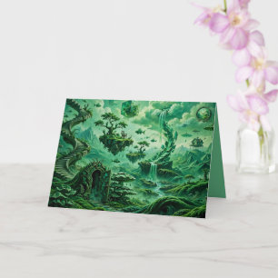 Cartão Sonhos Esmeralda Paisagem Surrealista Tons de Verd