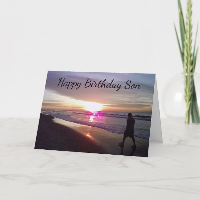 CARTÃO ***SON'S BIRTHDAY*** BEACH AND LOVE FOR HIM CARD (Frente)