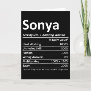 Cartão Sonya Nutrição Nome Personalizado Engraçado Natal