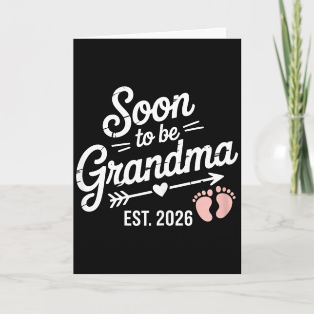 Cartão Soon To Be Grandma Pregnancy Announcement Est 2026 (Frente)