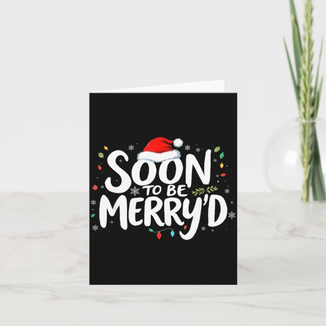Cartão Soon To Be Merry'd Christmas Engaged Fiance Santa  (Frente)