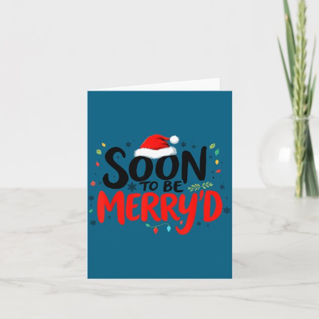 Cartão Soon To Be Merry'd Christmas Engaged Fiance Santa  (Frente)