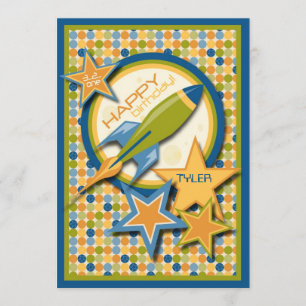 Cartão Sopre fora! Aniversário da nave espacial