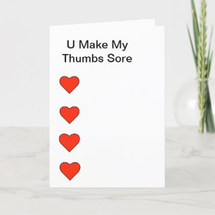 Cartão Sore Thumbs Texting Romantic Greeting Card