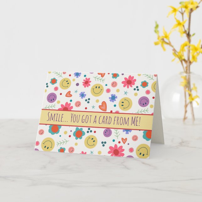 Cartão Sorria Feliz Diversão Simpirividade Corações Flore (Flor Amarela)