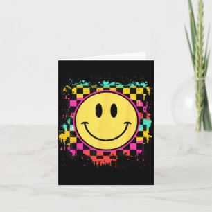 Cartão Sorriso de Cara Tie Dye Xadrez Feliz Sorridente
