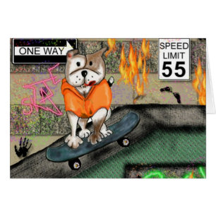 Cartão Sorrisos de Staffie - menino do patinador