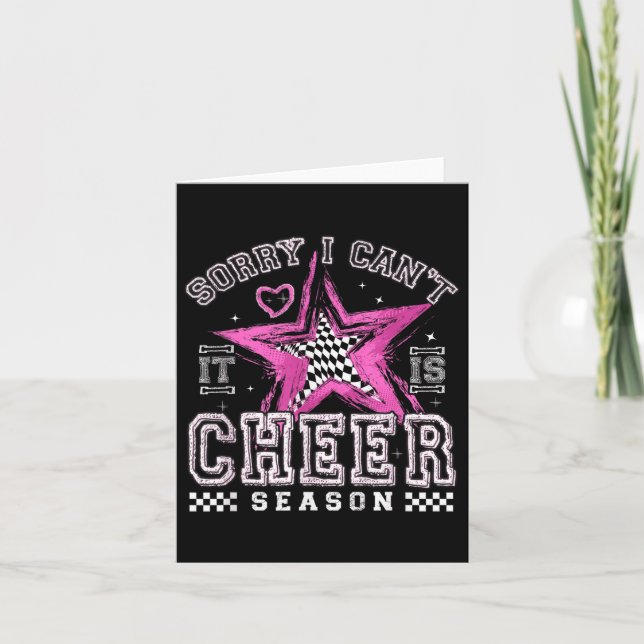 Cartão Sorry I Can't It's Cheer Season Cheerleader Checke (Frente)