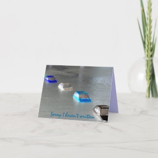 Cartão "Sorry I haven't written: I've been swamped" card