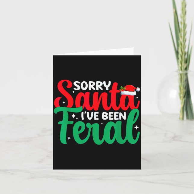 Cartão Sorry Santa I've Been Feral Funny Retro Christmas  (Frente)