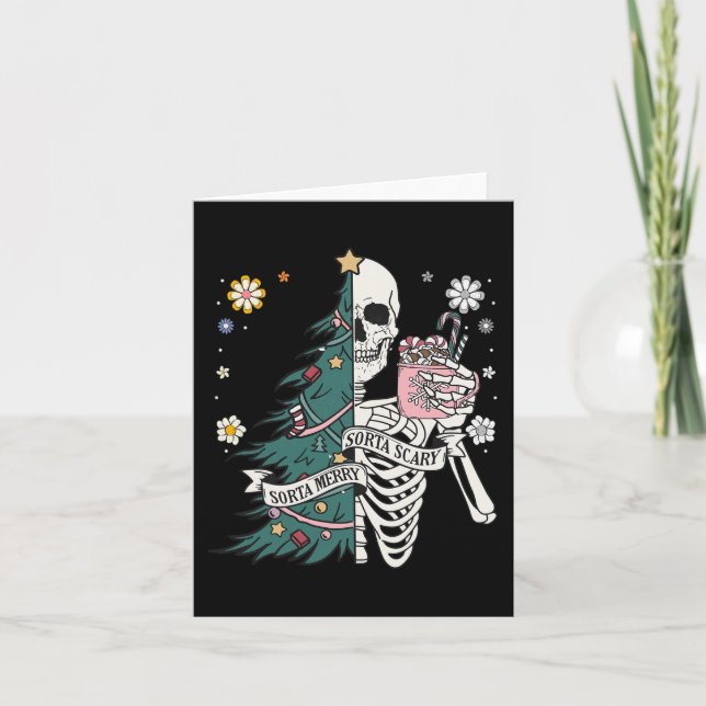 Cartão Sorta feliz assustadora sorta natal esqueleto (Frente)